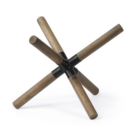 Homeroots 6 x 9 x 9 in. Wood & Metal Jack Shaped Decor Piece, Brown 392490